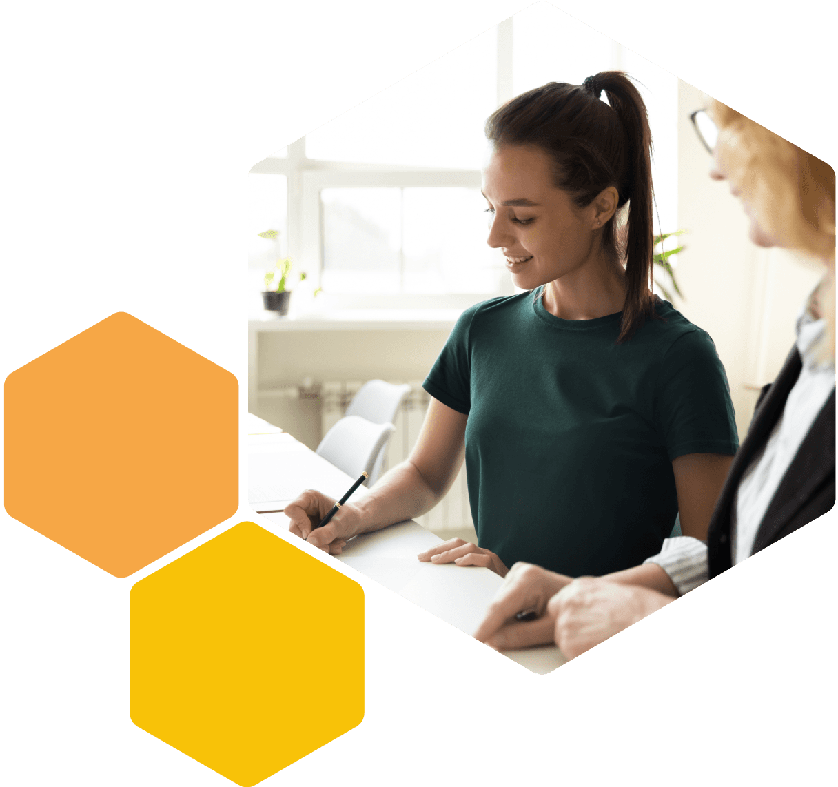 Image of a young person writing